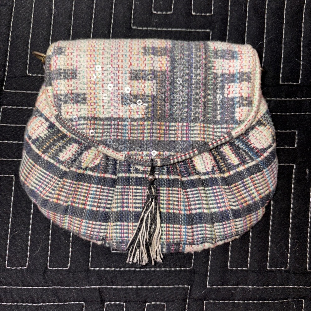 Missimo Supply Co Women's Crossbody Bag Plaid Pattern With Sequins